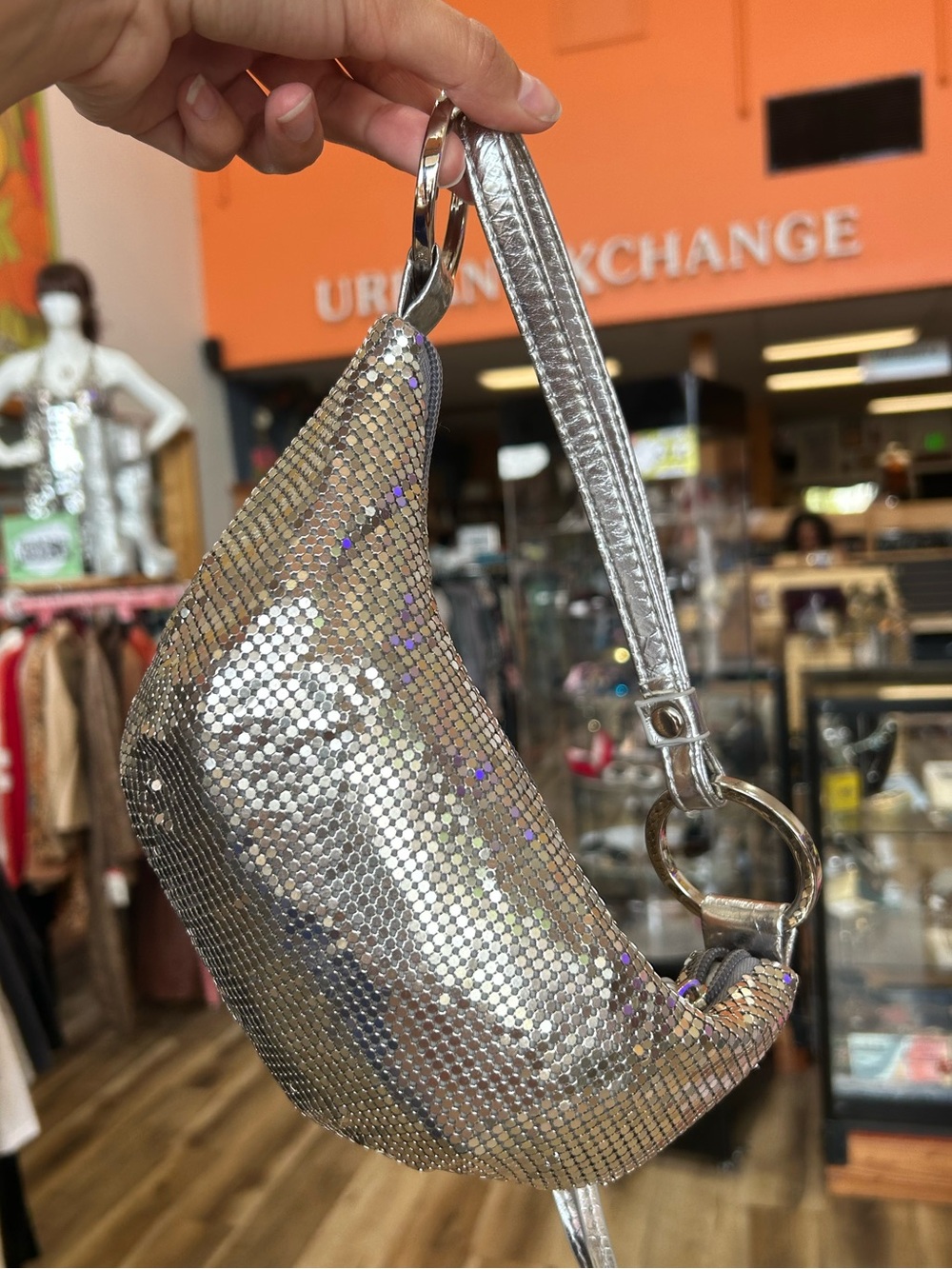 VINTAGE Y2K bebe Metal Mesh Wristlet Bag